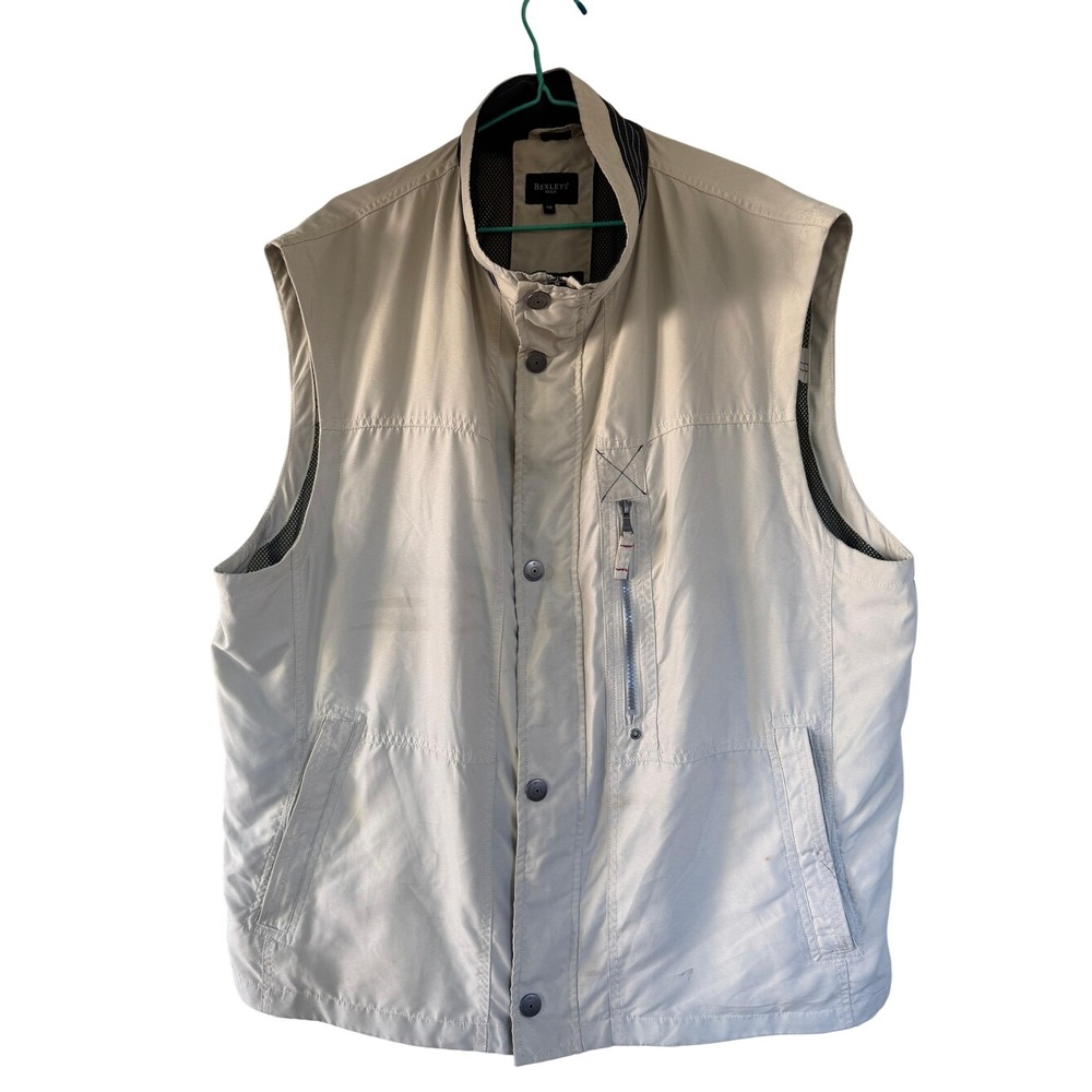 Bexleys Man Vest Men's XXL Beige Utility Outdoor Multi-Pocket Travel Lightweight